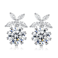 Crystal & Silver-Plated Butterfly & Ball Drop Earrings