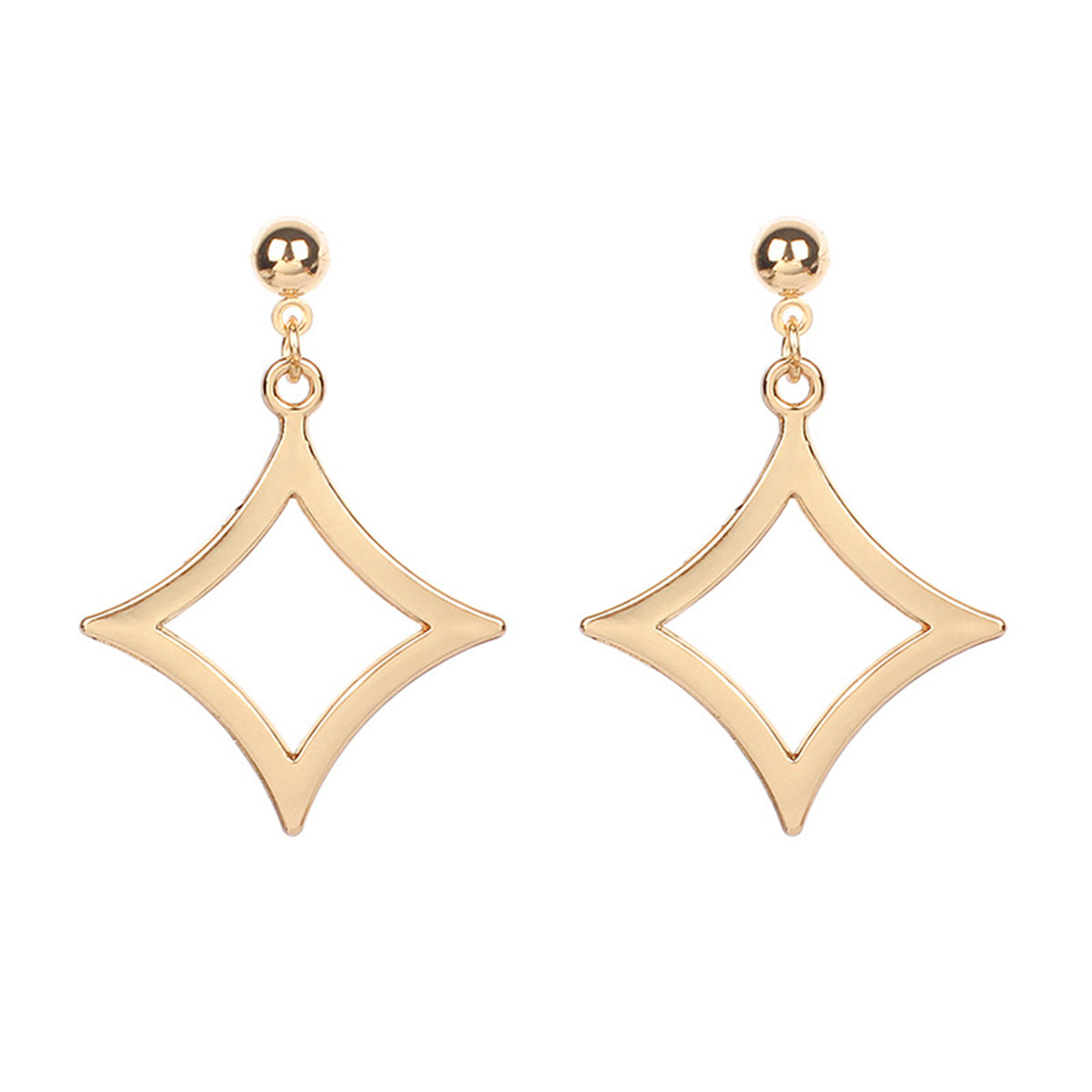 18K Gold-Plated Open Rhombus Drop Earrings