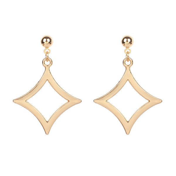 18k Gold-Plated Open Rhombus Drop Earrings