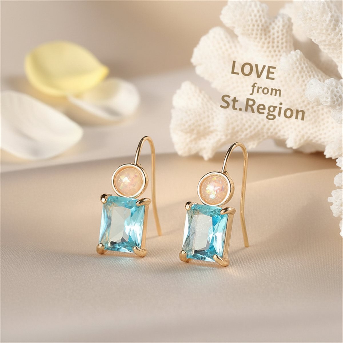 Blue Crystal and Resin Stacked Circle Drop Earrings, drop earrings for women, elegant gift for her, lifestyle look