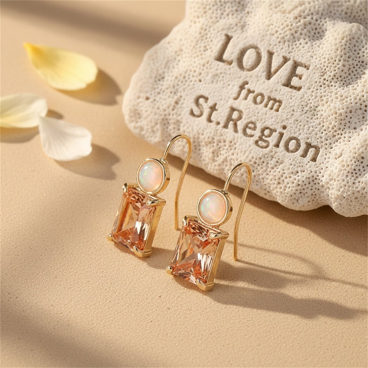 Champagne Crystal and Resin Stacked Circle Drop Earrings, drop earrings for women, dainty minimalist design, lifestyle look