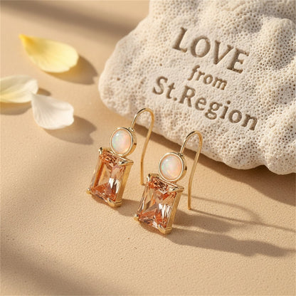 Champagne Crystal and Resin Stacked Circle Drop Earrings, drop earrings for women, dainty minimalist design, lifestyle look