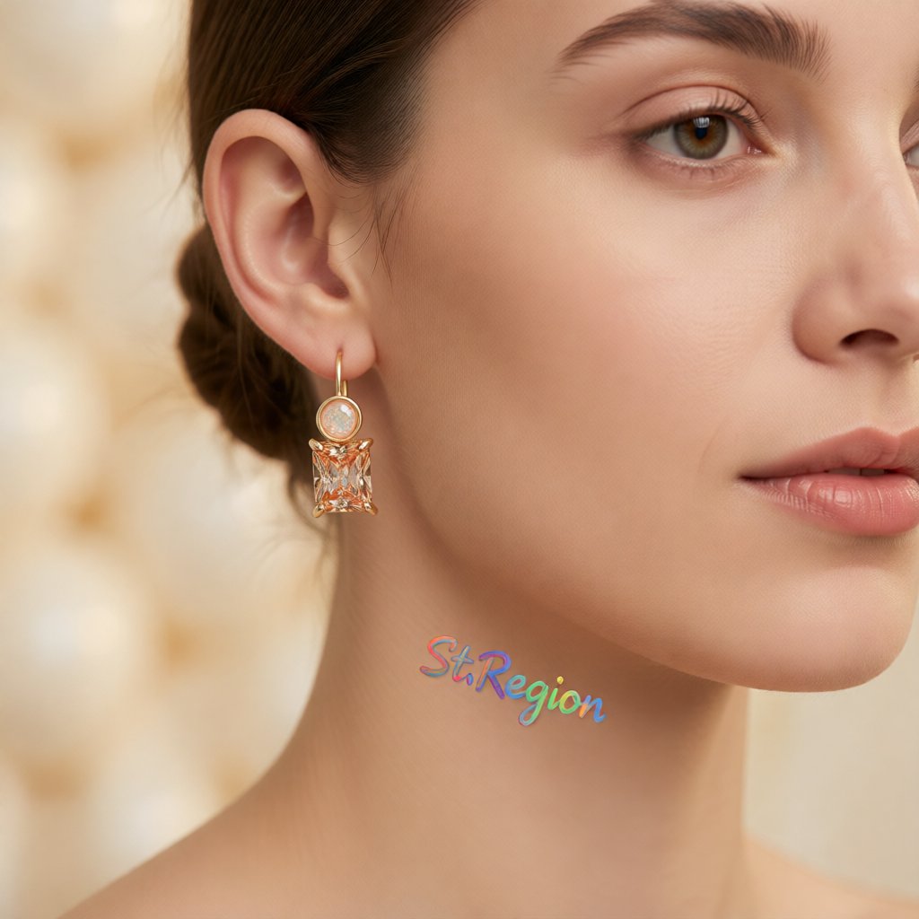 Champagne Crystal and Resin Stacked Circle Drop Earrings, drop earrings for women, dainty minimalist design, styled look