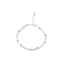 Silver-Plated Bead-Accent Layered Anklet