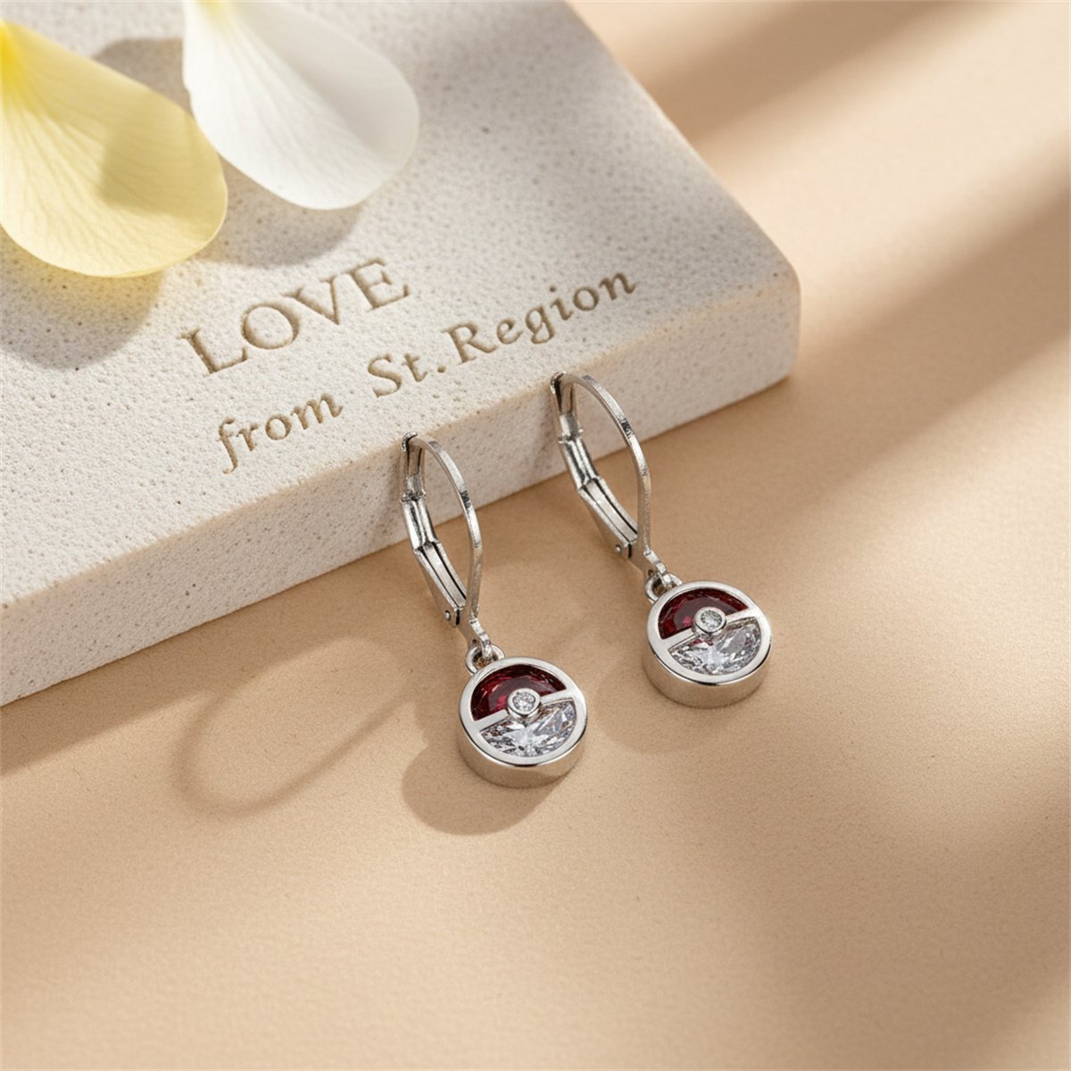 Red Crystal and Silver-Plated Ball Leverback Earrings, silver huggie earrings, everyday style, lifestyle look