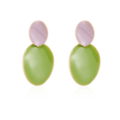 Green Enamel & 18K Gold-Plated Drop Oval Drop Earrings