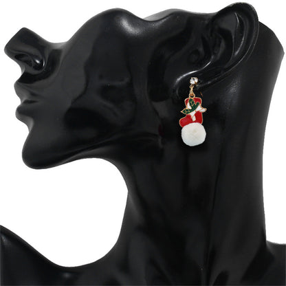 Cubic Zirconia and Red Holly Stocking Pom-Pom Drop Earrings, drop earrings for women, elegant gift for her, styled look