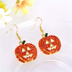 Cubic Zirconia & 18K Gold-Plated Jack-O-Lantern Drop Earrings
