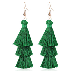 Green Polyster & 18K Gold-Plated Layered Tassel Drop Earrings