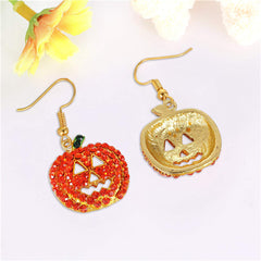 Cubic Zirconia & 18K Gold-Plated Jack-O-Lantern Drop Earrings