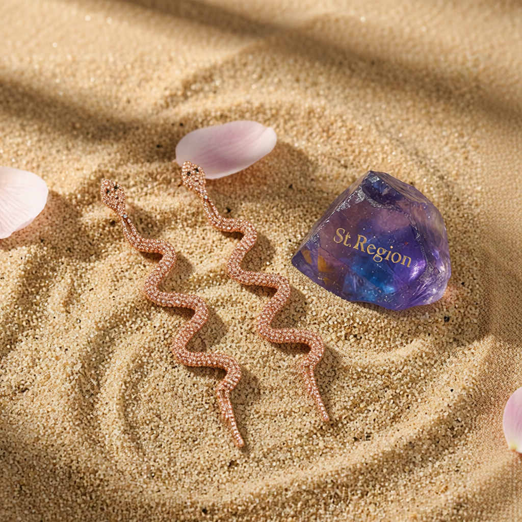Cubic Zirconia & 18K Rose Gold-Plated Snake Drop Earrings