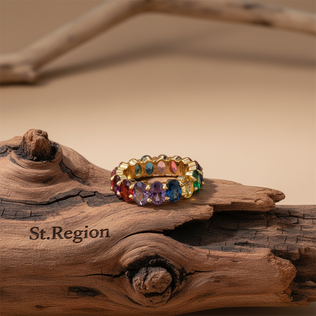 Blue Multicolor Crystal & 18K Gold-Plated Rainbow Band - Street Region