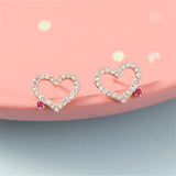 Cubic Zirconia & 18k Gold-Plated Open Heart Stud Earrings