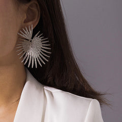 Silver-Plated Heart Burst Drop Earrings