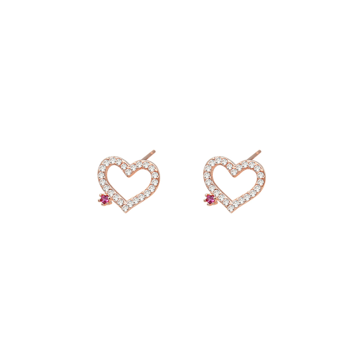 Cubic Zirconia & 18K Gold-Plated Open Heart Stud Earrings