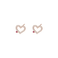 Cubic Zirconia & 18k Gold-Plated Open Heart Stud Earrings