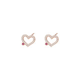 Cubic Zirconia & 18k Gold-Plated Open Heart Stud Earrings