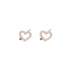 Cubic Zirconia & 18K Gold-Plated Open Heart Stud Earrings
