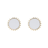 White Enamel & 18k Gold-Plated Circular Stud Earrings