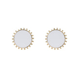 White Enamel & 18k Gold-Plated Circular Stud Earrings