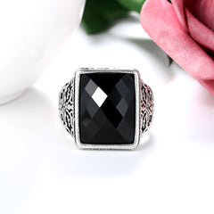 Black Rectangle Band Ring