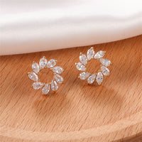 Crystal & 18k Gold-Plated Marquise-Cut Wreath Stud Earrings