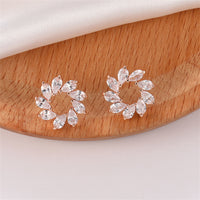 Crystal & 18k Gold-Plated Marquise-Cut Wreath Stud Earrings