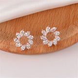 Crystal & 18k Gold-Plated Marquise-Cut Wreath Stud Earrings