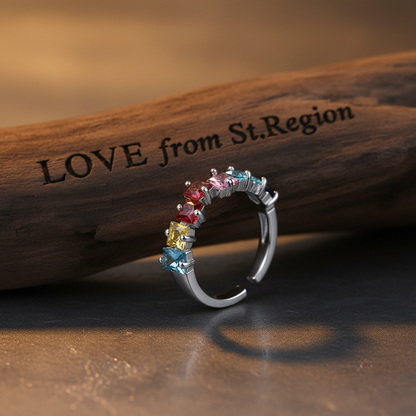 Jewel-Tone Crystal & Silver-Plated Princess-Cut Open Ring - Street Region