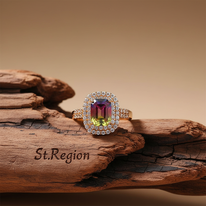 Multicolor Crystal & Cubic Zirconia Radiant-Cut Halo Ring - Street Region