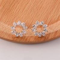 Crystal & 18k Gold-Plated Marquise-Cut Wreath Stud Earrings