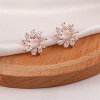 Crystal & 18k Gold-Plated Marquise-Cut Wreath Stud Earrings