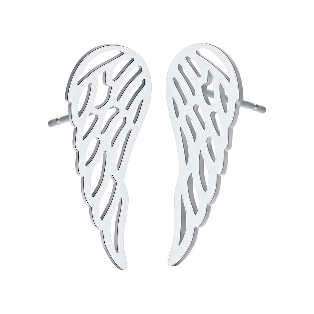 Silver-Plated Openwork Wing Stud Earrings