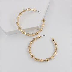 Stunning 18K gold-plated bead hoop earrings, featuring a chic design with small beads for a stylish and elegant look.