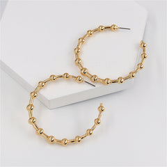 Chic 18K gold-plated bead hoop earrings, crafted from metal and designed to elevate your style with their unique charm.