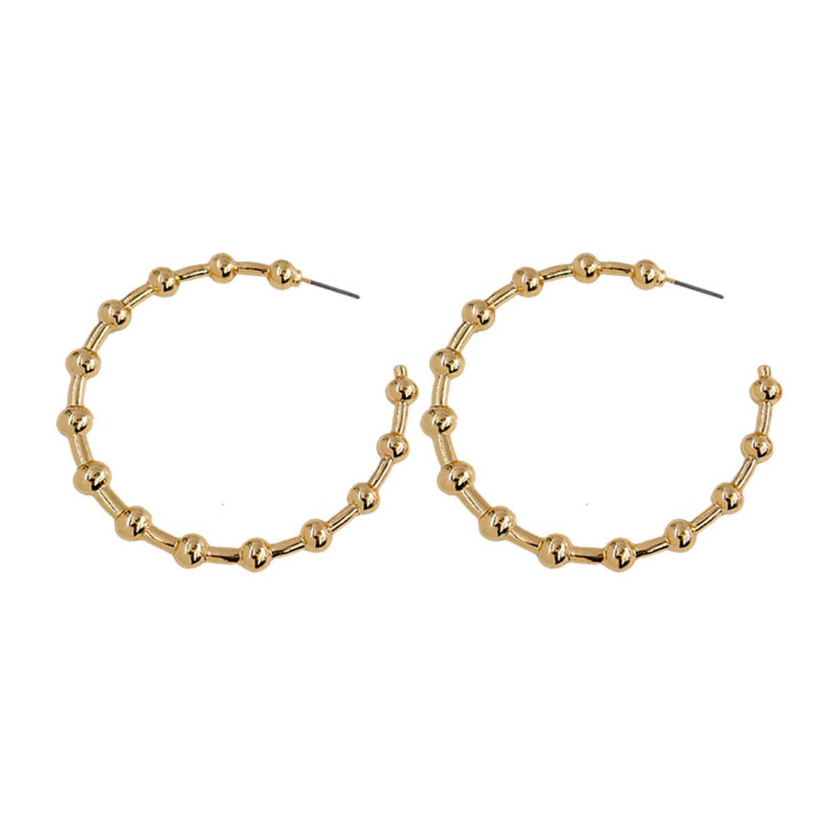 Dazzling 18K gold-plated hoop earrings with small beads, a perfect accessory to complement any ensemble with a touch of glamour.