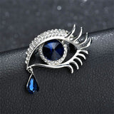 Blue Crystal & Cubic Zirconia Eye Brooch