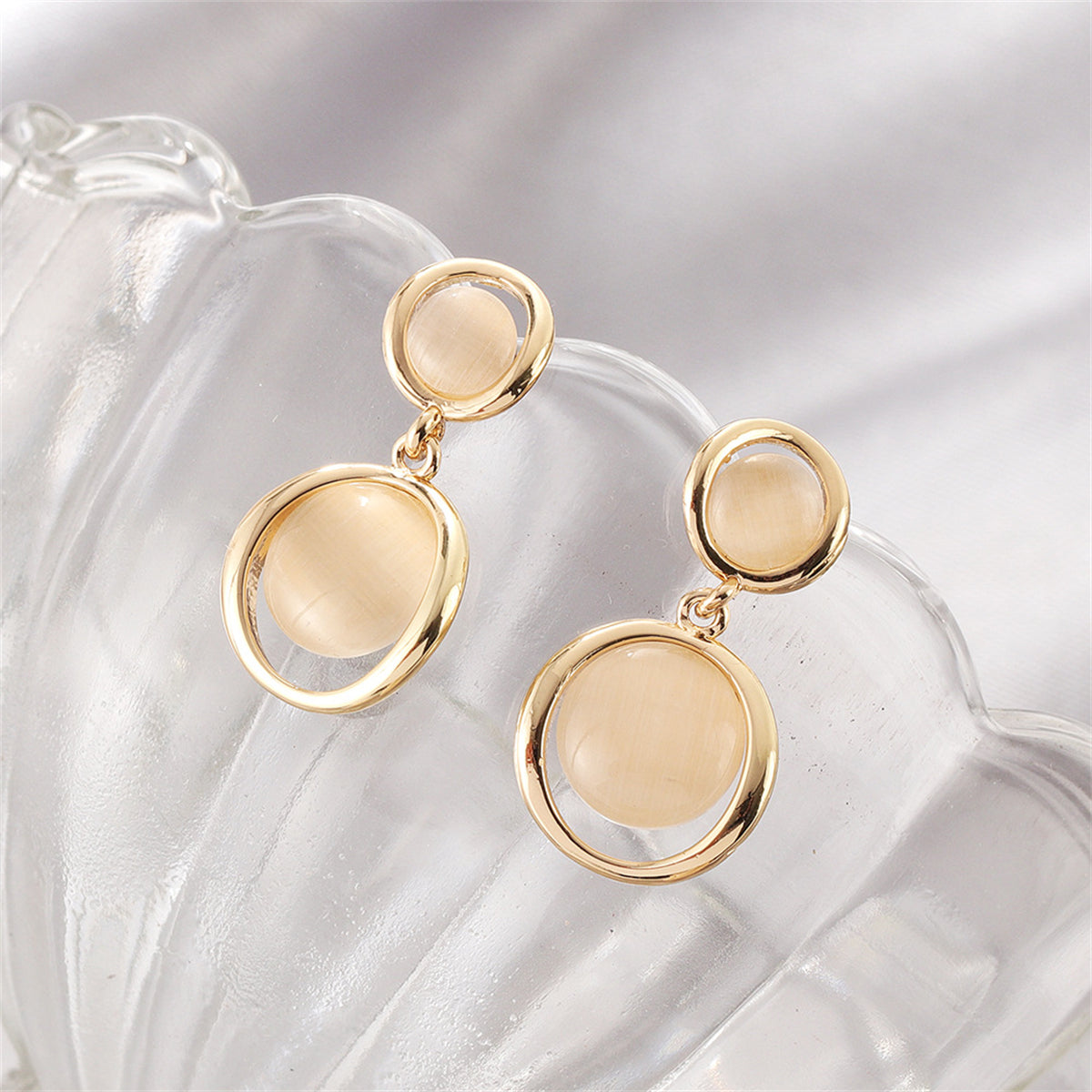 Cat's Eye & 18K Gold-Plated Round Drop Earrings