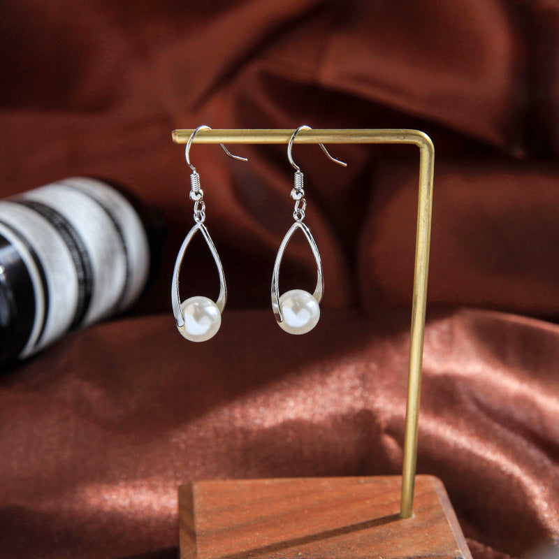 Pearl & Silver-Plated Twisted Drop Earrings