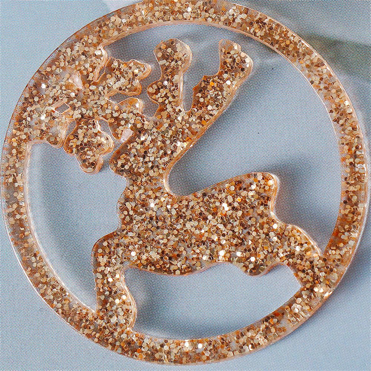 Golden Acrylic and Silver-Plated Glitter Openwork Reindeer Round Drop Earrings, silver drop earrings for women, styled look
