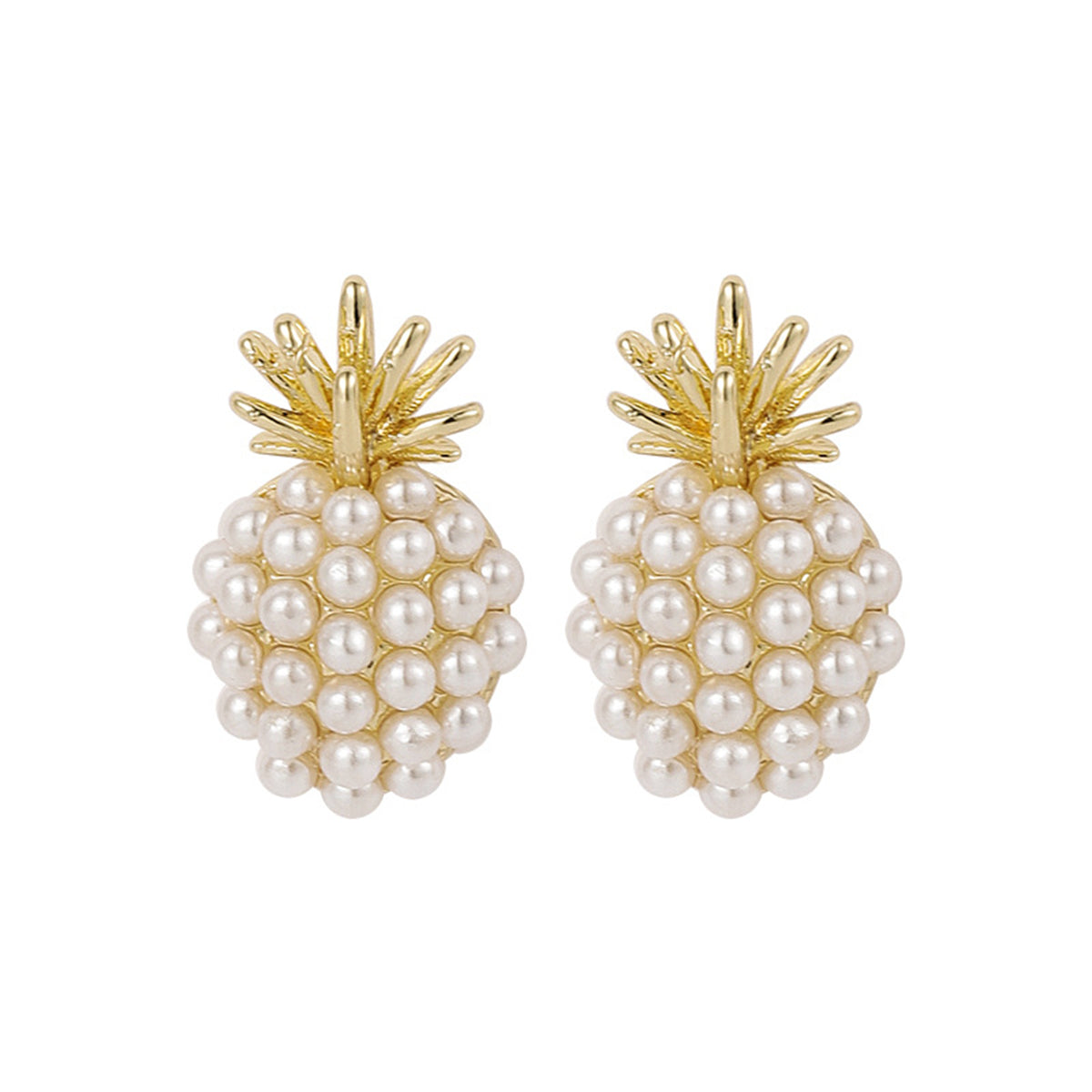 Pearl & 18K Gold-Plated Pineapple Stud Earrings