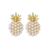 Pearl & 18k Gold-Plated Pineapple Stud Earrings