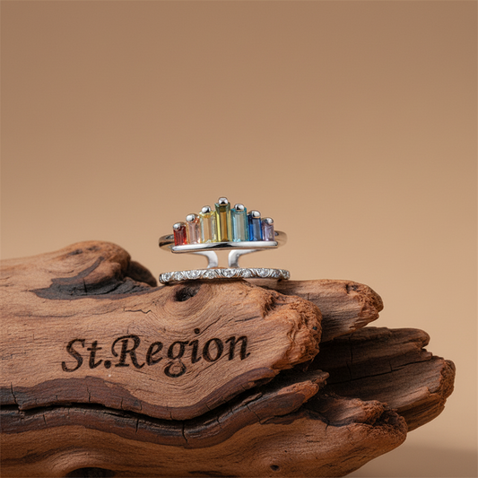 Multicolor Crystal & Silver-Plated Crown Open Ring - Street Region