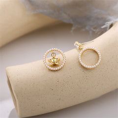 Pearl & Cubic Zirconia Star & Hoop Drop Earrings