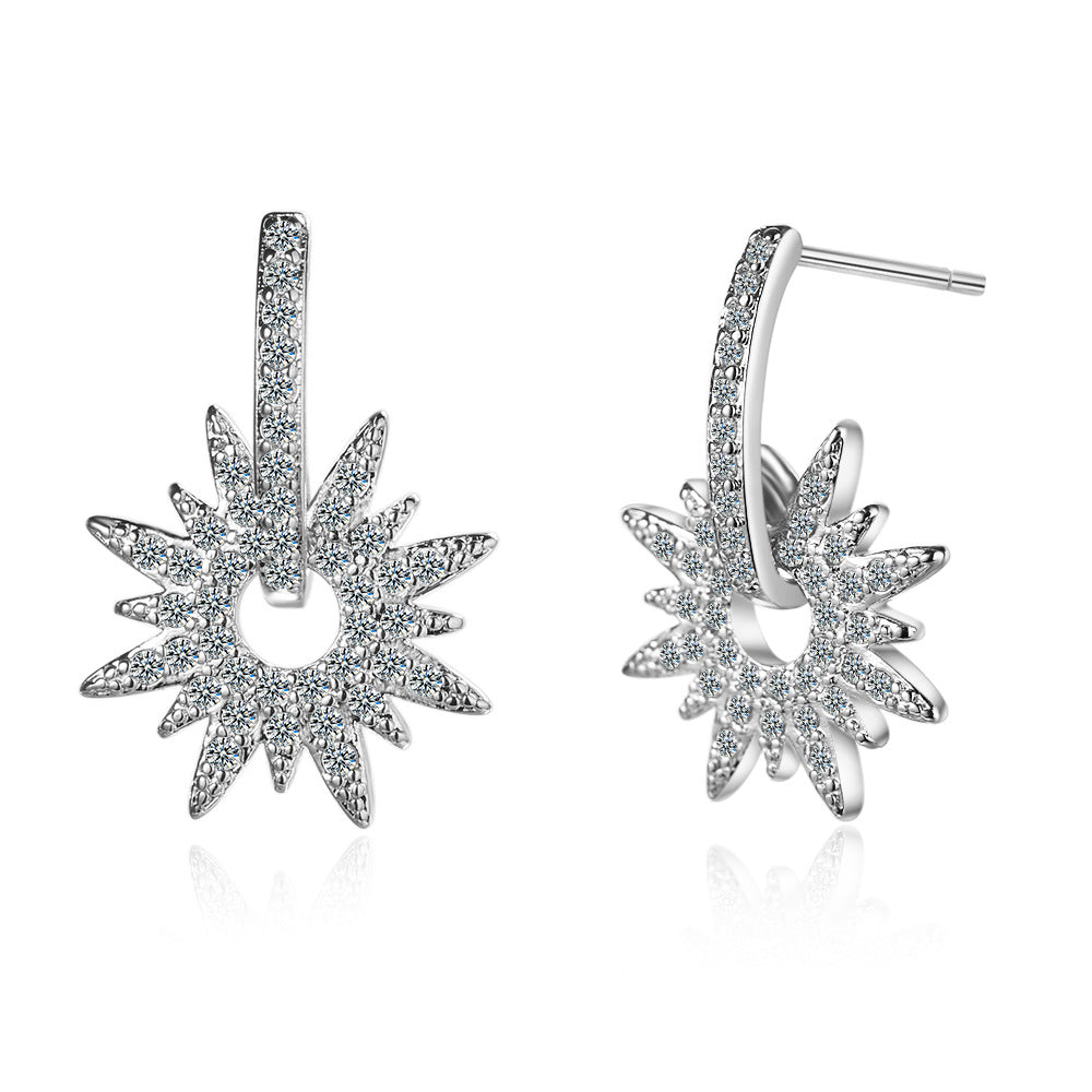 Cubic Zirconia & Silver-Plated Sun Drop Earrings