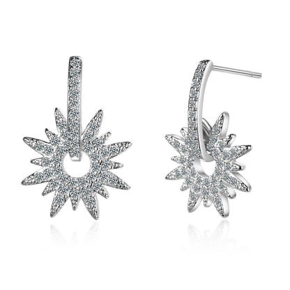 Cubic Zirconia & Silver-Plated Sun Drop Earrings