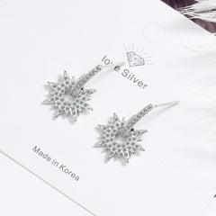 Cubic Zirconia & Silver-Plated Sun Drop Earrings
