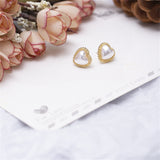 Pearl & 18k Gold-Plated Heart Stud Earrings