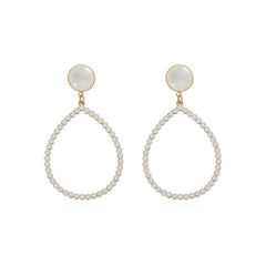 Quartz & Pearl 18K Gold-Plated Open Teardrop Earrings
