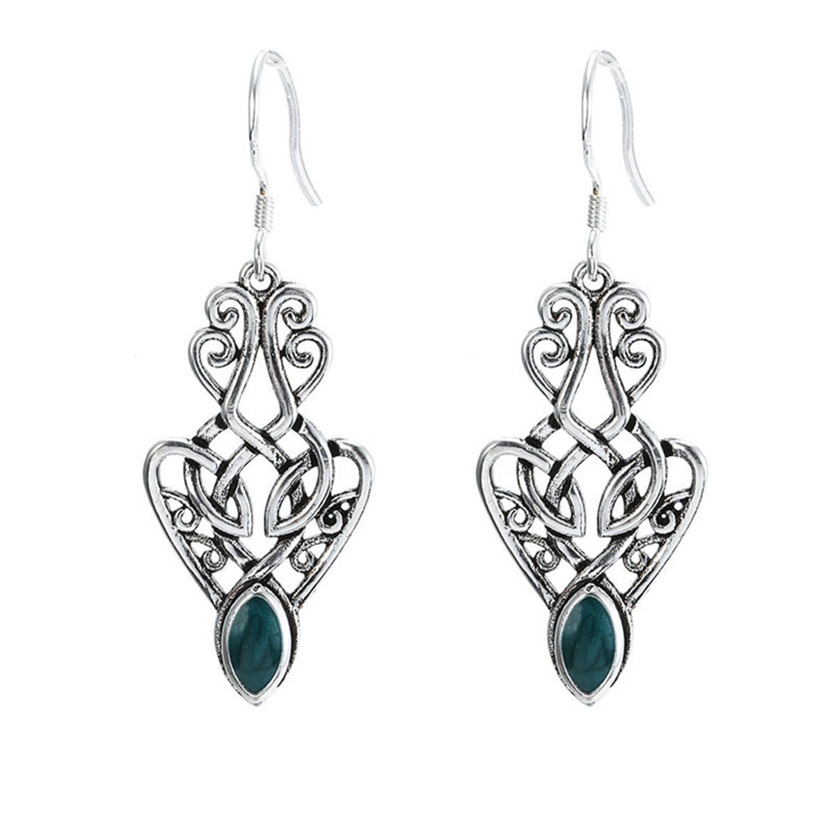 Enamel & Silver-Plated Filigree Drop Earrings